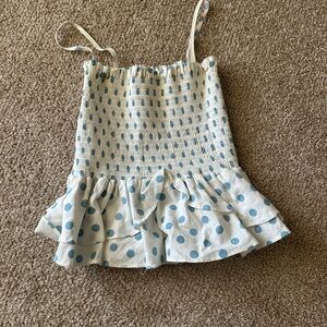 ZARA Blue Polka Dot Ruffle Top